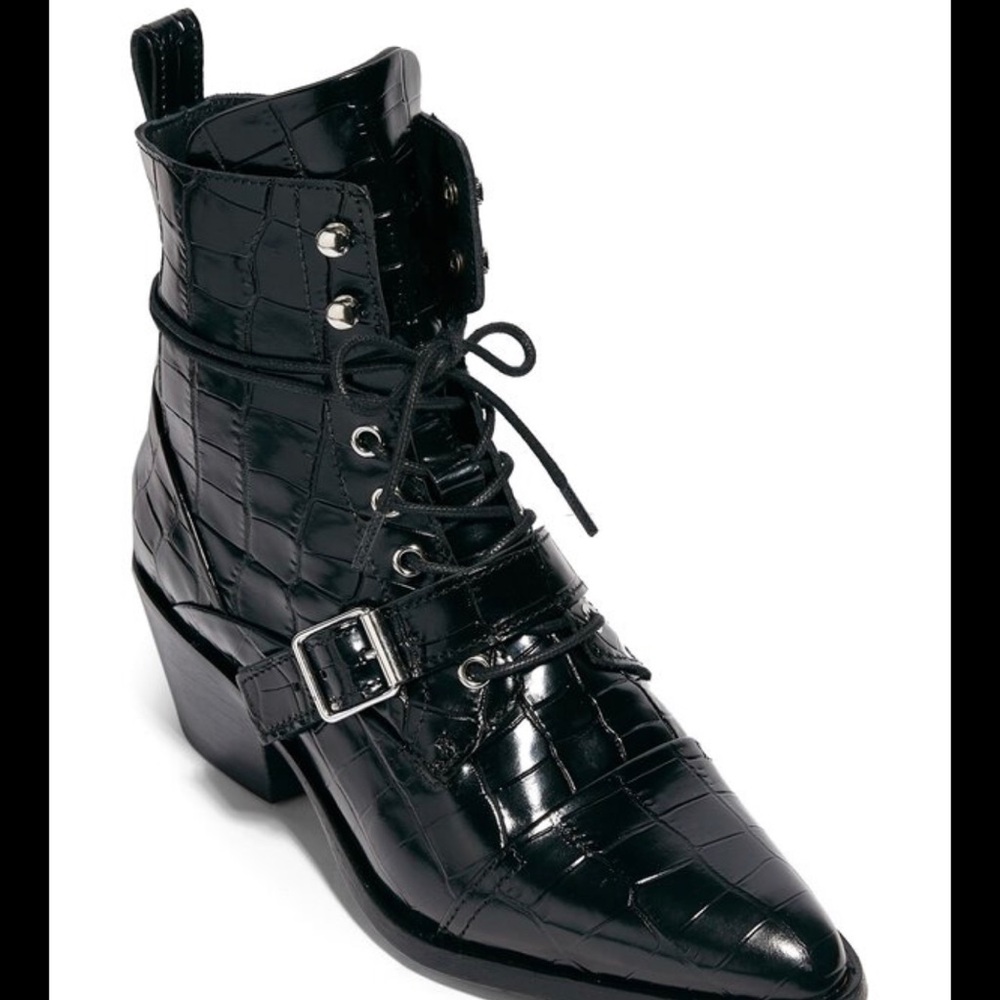 All Saints Croc Embossed Booties